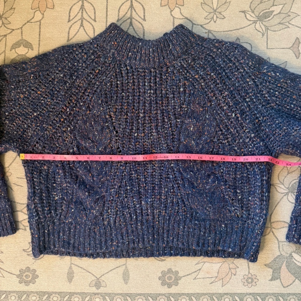 Dreamers women’s fleck cable knit sweater in navy blue size small cropped - Picture 3 of 5